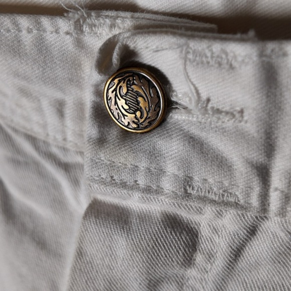 Stan Ray USA Mens White Earth Globe Print Carpenter Pants 33 *STAINED* - Picture 5 of 12